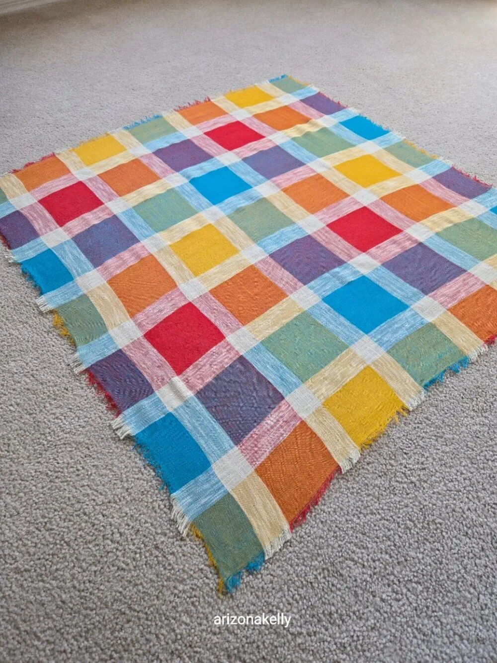 Ben Goodman Scarf Colorful Plaid Square Scarf